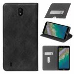 For Nokia C01 Plus Cloth Texture Retro Horizontal Flip PU Leather Shockproof Case with Holder & Card Slot(Black)