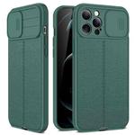 For iPhone 11 Litchi Texture Sliding Camshield TPU Protective Case (Dark Green)