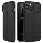 For iPhone 12 Pro Max Litchi Texture Sliding Camshield TPU Protective Case (Black)