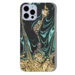 For iPhone 11 Pro Max Marble Pattern PC Shockproof Protective Case (Dark Night Green Gold)