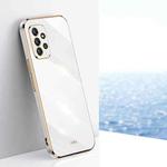 For Samsung Galaxy A72 5G XINLI Straight 6D Plating Gold Edge TPU Shockproof Case(White)