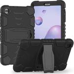 For Samsung Galaxy Tab A8.4 2020 T307 3-Layer Protection Screen Frame + PC + Silicone Shockproof Combination Case with Holder(Black+Black)