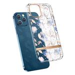 For iPhone 12 / 12 Pro High Translucent Electroplating Flower Pattern TPU + PC Shockproof Case(Cherry Blossoms)