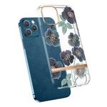 For iPhone 12 Pro Max High Translucent Electroplating Flower Pattern TPU + PC Shockproof Case(Cineraria)