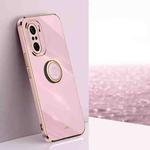 For Xiaomi Redmi K40 XINLI Straight 6D Plating Gold Edge TPU Shockproof Case with Ring Holder(Cherry Purple)