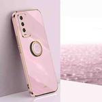 For Xiaomi Redmi Note 9 4G XINLI Straight 6D Plating Gold Edge TPU Shockproof Case with Ring Holder(Cherry Purple)