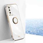 For Xiaomi Redmi Note 9 4G XINLI Straight Edge 6D Electroplate TPU Phone Case with Ring Holder(White)