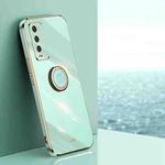 For Xiaomi Redmi Note 9 4G XINLI Straight 6D Plating Gold Edge TPU Shockproof Case with Ring Holder(Mint Green)