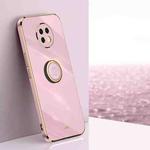 For Xiaomi Redmi Note 9 5G XINLI Straight 6D Plating Gold Edge TPU Shockproof Case with Ring Holder(Cherry Purple)