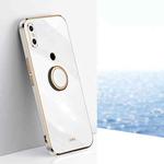 For Xiaomi Mi 8 XINLI Straight 6D Plating Gold Edge TPU Shockproof Case with Ring Holder(White)