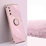 For Xiaomi Mi 9 XINLI Straight 6D Plating Gold Edge TPU Shockproof Case with Ring Holder(Cherry Purple)