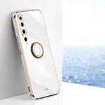 For Xiaomi Mi 10 5G XINLI Straight 6D Plating Gold Edge TPU Shockproof Case with Ring Holder(White)