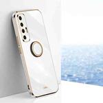For Xiaomi Mi 10S XINLI Straight 6D Plating Gold Edge TPU Shockproof Case with Ring Holder(White)