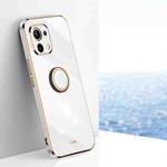 For Xiaomi Mi 11 XINLI Straight 6D Plating Gold Edge TPU Shockproof Case with Ring Holder(White)
