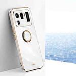 For Xiaomi Mi 11 Ultra XINLI Straight 6D Plating Gold Edge TPU Shockproof Case with Ring Holder(White)