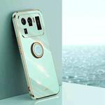 For Xiaomi Mi 11 Ultra XINLI Straight Edge 6D Electroplate TPU Phone Case with Ring Holder(Mint Green)