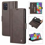For Samsung Galaxy A02s LC.IMEEKE Magnetic Buckle PU + TPU Horizontal Flip Leather Case with Holder & Card Slots & Wallet(Coffee)