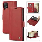 For Samsung Galaxy A12  LC.IMEEKE Magnetic Buckle PU + TPU Horizontal Flip Leather Case with Holder & Card Slots & Wallet(Red)