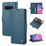 For Samsung Galaxy S10 LC.IMEEKE Magnetic Buckle PU + TPU Horizontal Flip Leather Case with Holder & Card Slots & Wallet(Blue)
