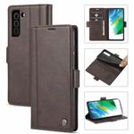 For Samsung Galaxy S21 5G LC.IMEEKE Magnetic Buckle PU + TPU Horizontal Flip Leather Case with Holder & Card Slots & Wallet(Coffee)