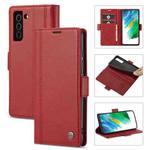 For Samsung Galaxy S21 5G LC.IMEEKE Magnetic Buckle PU + TPU Horizontal Flip Leather Case with Holder & Card Slots & Wallet(Red)