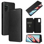 For Blackview A100 Carbon Fiber Texture Horizontal Flip TPU + PC + PU Leather Case with Card Slot(Black)