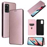 For Blackview A100 Carbon Fiber Texture Horizontal Flip TPU + PC + PU Leather Case with Card Slot(Pink)