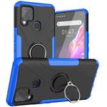 For Infinix Hot 10s Armor Bear Shockproof PC + TPU Protective Case with Ring Holder(Blue)