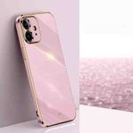 For iPhone 12 XINLI Straight 6D Plating Gold Edge TPU Shockproof Case(Cherry Purple)