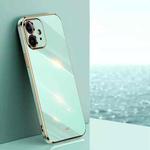 For iPhone 12 XINLI Straight 6D Plating Gold Edge TPU Shockproof Case(Mint Green)