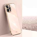 For iPhone 12 Pro Max XINLI Straight 6D Plating Gold Edge TPU Shockproof Case(Pink)