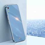 For iPhone XR XINLI Straight 6D Plating Gold Edge TPU Shockproof Case(Celestial Blue)