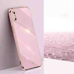 For iPhone XS XINLI Straight 6D Plating Gold Edge TPU Shockproof Case(Cherry Purple)