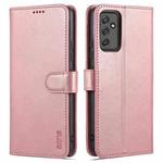 For Samsung Galaxy A82 5G AZNS Skin Feel Calf Texture Horizontal Flip Leather Case with Card Slots & Holder & Wallet(Rose Gold)