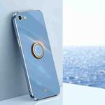 XINLI Straight 6D Plating Gold Edge TPU Shockproof Case with Ring Holder For iPhone 6 / 6s(Celestial Blue)