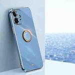 For iPhone 11 XINLI Straight Edge 6D Electroplate TPU Phone Case with Ring Holder (Celestial Blue)