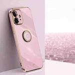 For iPhone 12 mini XINLI Straight Edge 6D Electroplate TPU Phone Case with Ring Holder (Cherry Purple)