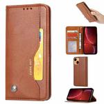 For iPhone 13 Knead Skin Texture Horizontal Flip Leather Case with Photo Frame & Holder & Card Slots & Wallet(Brown)