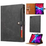 For iPad Pro 11 2022/2021/2020 Calf Texture Double Fold Clasp Horizontal Flip Leather Tablet Case with Photo Frame & Holder & Card Slots & Wallet(Black)