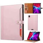For iPad Pro 11 2022/2021/2020 Calf Texture Double Fold Clasp Horizontal Flip Leather Tablet Case with Photo Frame & Holder & Card Slots & Wallet(Rose Gold)