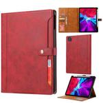 For iPad Pro 12.9 2022/2021/2020 Calf Texture Double Fold Clasp Horizontal Flip Leather Tablet Case with Photo Frame & Holder & Card Slots & Wallet(Red)