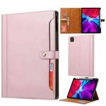For iPad Air 13 2024 / iPad Pro 12.9 2022/2021/2020 Calf Texture Double Fold Clasp Horizontal Flip Leather Tablet Case with Photo Frame & Holder & Card Slots & Wallet(Rose Gold)