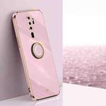 For OPPO A9 2020 / A11x XINLI Straight 6D Plating Gold Edge TPU Shockproof Case with Ring Holder(Cherry Purple)