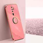 For OPPO A9 2020 / A11x XINLI Straight 6D Plating Gold Edge TPU Shockproof Case with Ring Holder(Hawthorn Red)