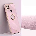 For OPPO A15 XINLI Straight 6D Plating Gold Edge TPU Shockproof Case with Ring Holder(Cherry Purple)