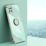 For OPPO A72 XINLI Straight 6D Plating Gold Edge TPU Shockproof Case with Ring Holder(Mint Green)