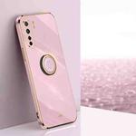 For OPPO A91 XINLI Straight 6D Plating Gold Edge TPU Shockproof Case with Ring Holder(Cherry Purple)
