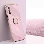 For OPPO A93 XINLI Straight 6D Plating Gold Edge TPU Shockproof Case with Ring Holder(Cherry Purple)