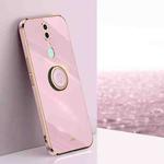 For OPPO F11 XINLI Straight 6D Plating Gold Edge TPU Shockproof Case with Ring Holder(Cherry Purple)