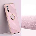 For OPPO K9 XINLI Straight 6D Plating Gold Edge TPU Shockproof Case with Ring Holder(Cherry Purple)
